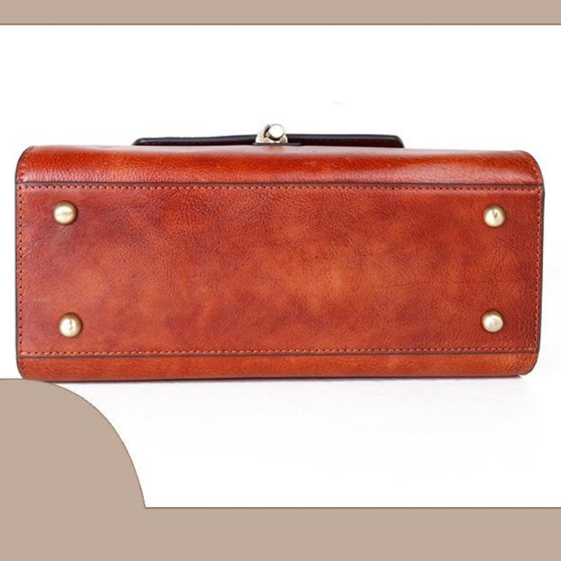 Johnature Luxury Handbags Women Bags Retro Genuine Leather Solid Color Lady Shoulder Bags Leisure Cowhide Messenger Bag