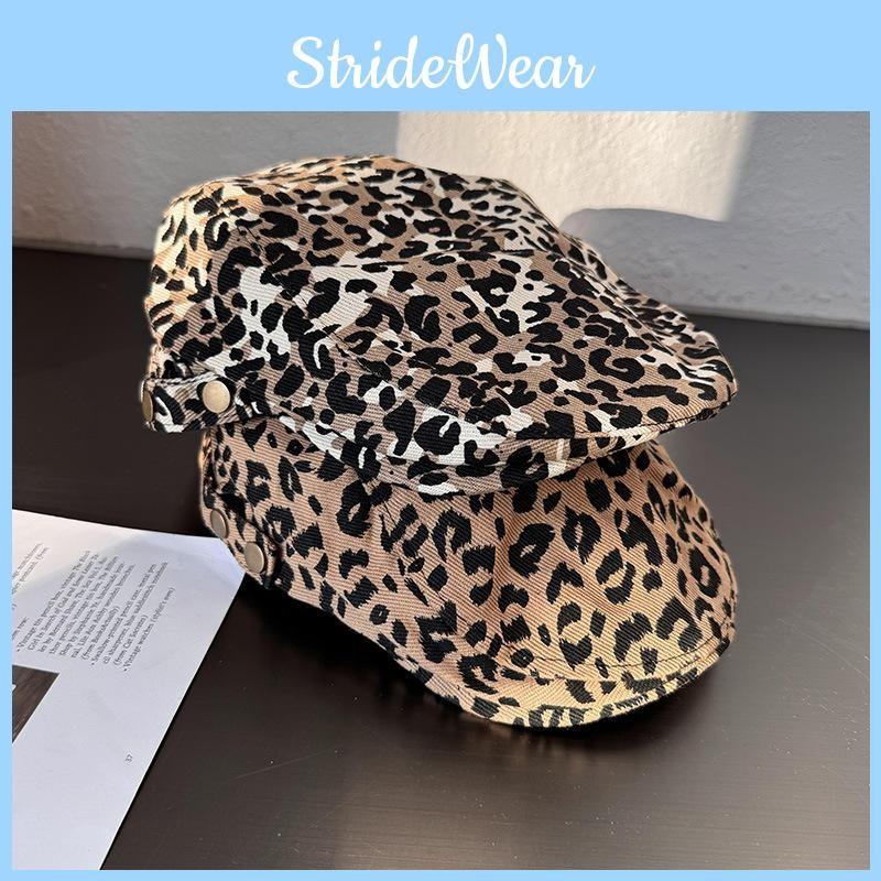 Retro Edgy Leopard Print Duckbill Cap Ventilation Summer Autumn Hats Travel