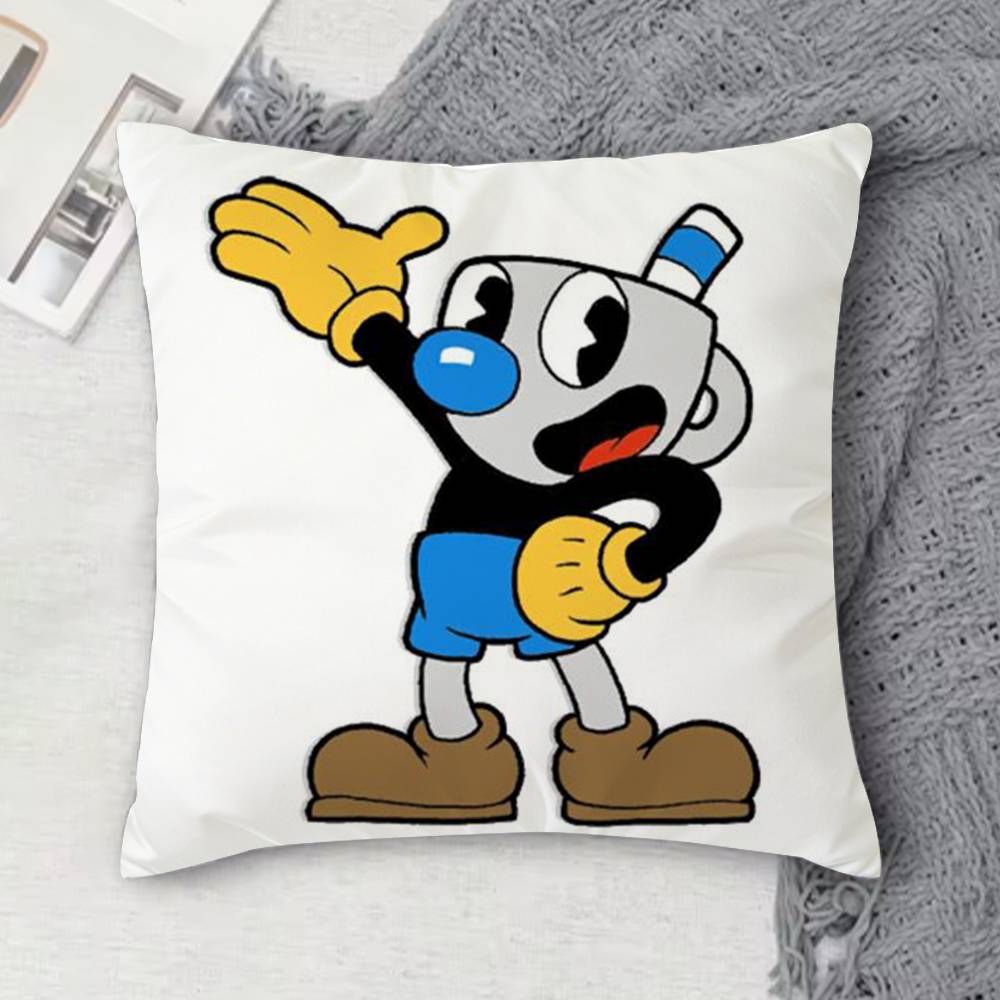 C-Cuphead Double-Sided Printed Square Decorative Cushion Cover For Sofa Living Room Home Decor