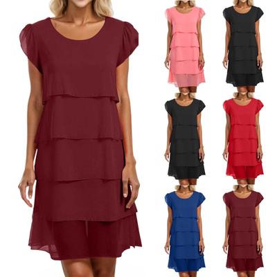Vestido Boho de Manga Curta para Mulheres Casual de Caimento Solto Vestido de Sol de Verão