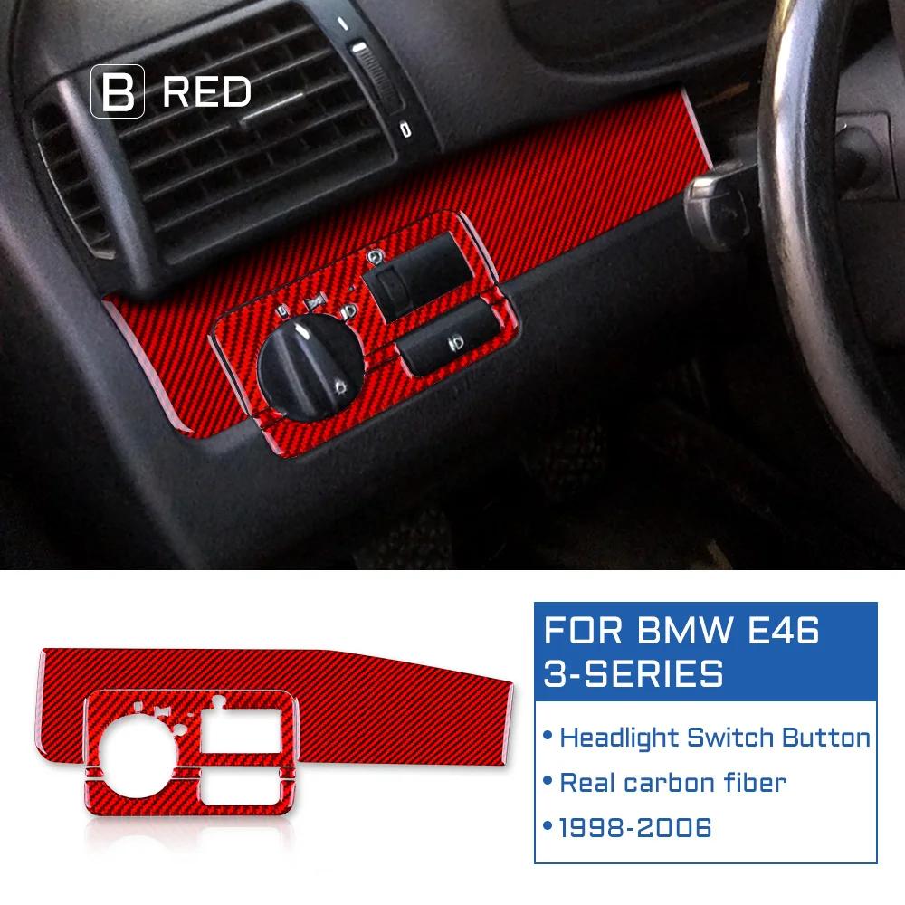 Carbon Fiber Car Headlight Switch Button Light Control Knob Panel Frame Trim Decoration Sticker For BMW 3 Series E46 1998-2006