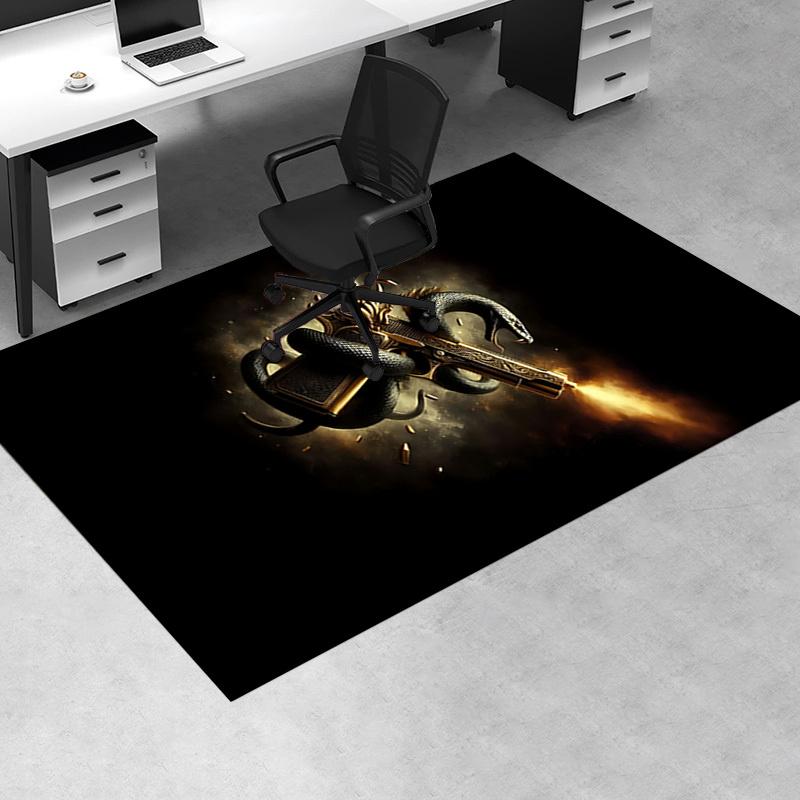 Snake and Gun Chair Mat: Office Carpet, Oversized Rug for Home Decor, Sofa Mat, Desk Pad Gift Suitable for Bedroom, Living Room, Any Room
