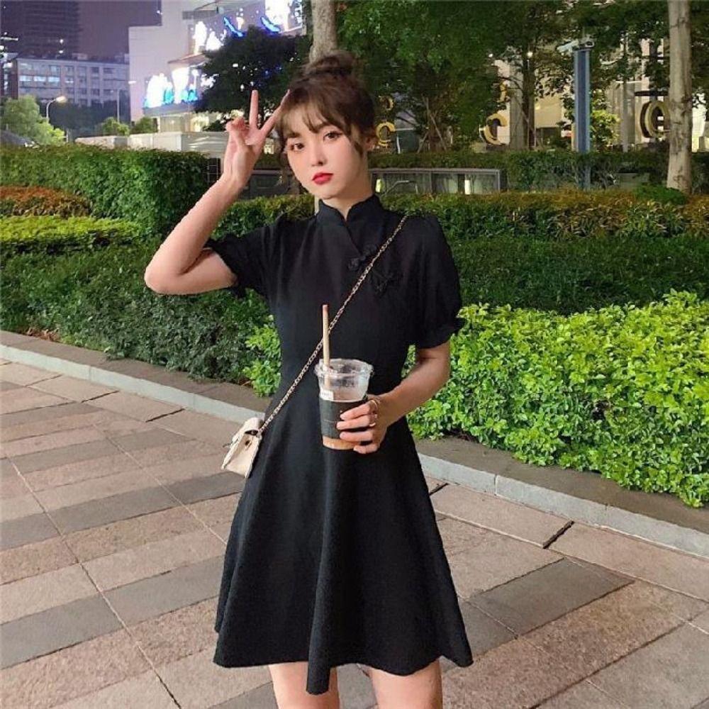 Red Women Chi-pao Short Skirt Traditional Chinese Clothing Sweet Qipao Dress  Ladies/Girl S