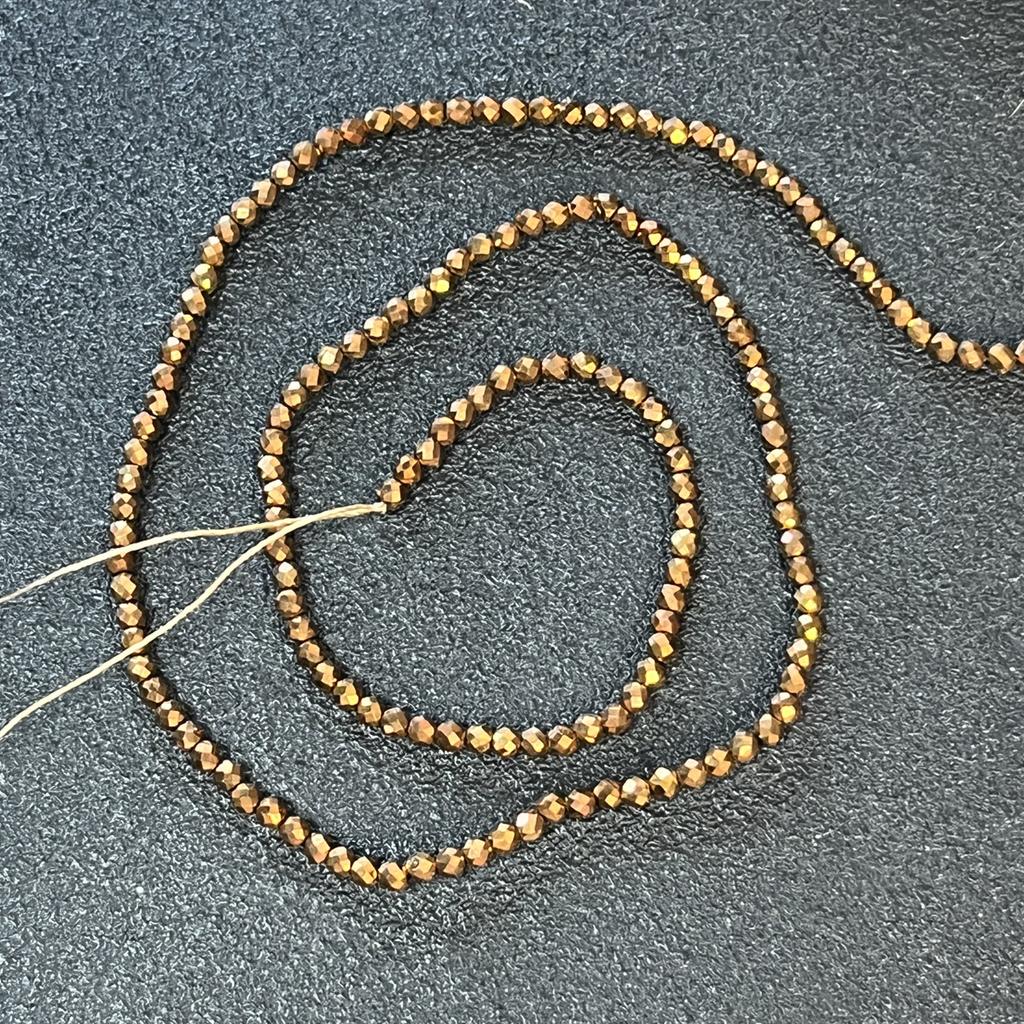 5String, Sparkling Bronze Gold Plated Glass Seed Beads 2mm/3mm, 38cm Strand, Dainty Loose Beads for DIY Y2K Bracelet Layering Necklace Jewelry Making
