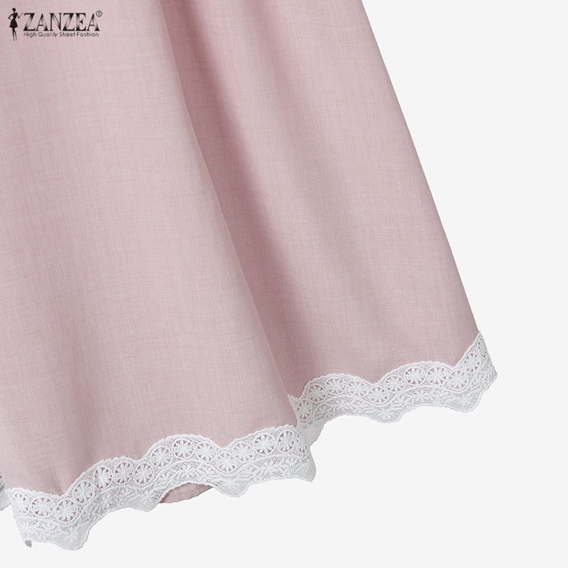 ZANZEA Blusa de Manga Corta para Mujer y Faldas Largas Conjuntos de Traje de Dos Piezas de Verano