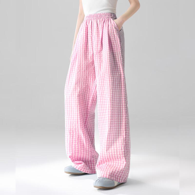 unifree Women's Pink Lightweight Relaxed Wide-Leg Pants