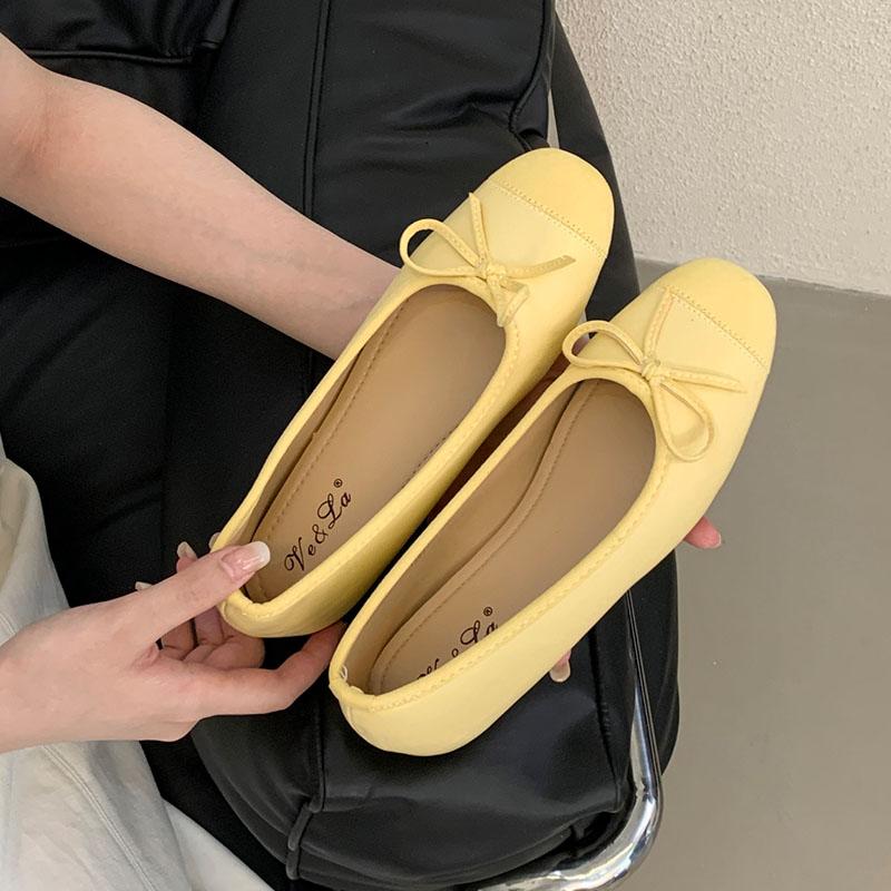 Móda 2025 Nová móda Dámské baleríny s mašlí Boty Dámské mělké Dámské baleríny Nazouvací boty se zvyšující podrážkou Obuv