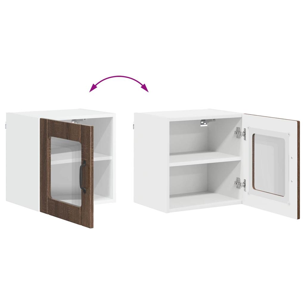 Wall Mounted Glass Cabinet LUCCA 2 Pcs Brown Oak 40 X 31 X 40 Cm