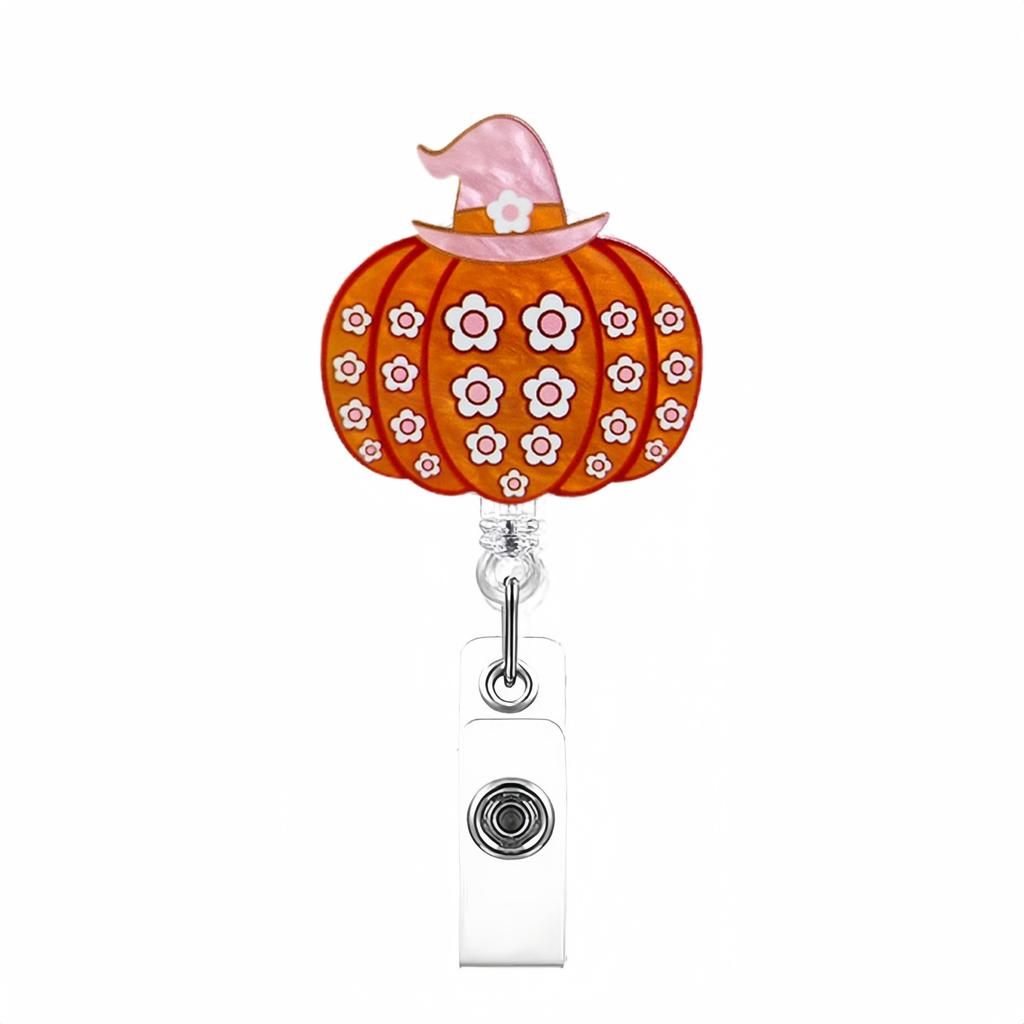 Glitter Acrylic Badge Holder Sturdy Ghost Id Card Holder Retractable Badge Reel Acrylic Pumpkin Badge Reel For Id Display Doctor