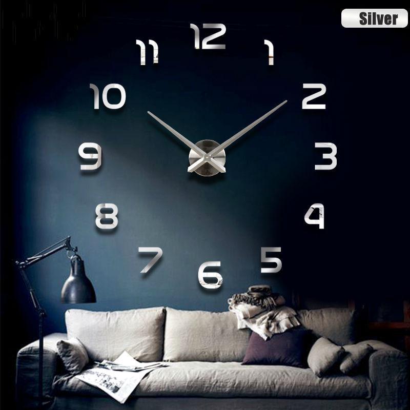 Extra Large 3D EVA Wall Sticker Clock - DIY Personalized Silent Mirror Art Clock