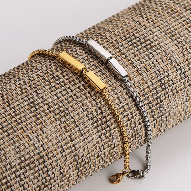 Geometric Minimalist Titanium Steel Bracelet Women Gold Or Gunmetal Finish Adjustable Length 51-80cm Elegant Everyday