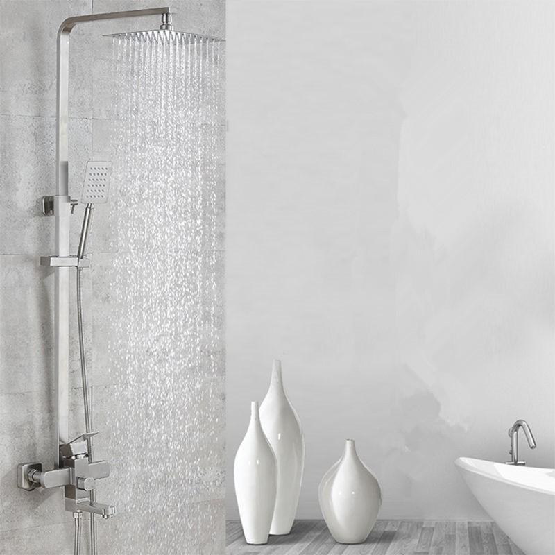 Household Stainless Steel Shower Set Bathroom Pressurized Top Shower Nozzle Hot And Cold Shower Spray Set