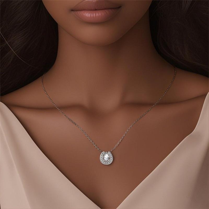 925 Silver Necklace Four-leaf Clover Zircon Pendant Necklace for Women Anniversary Birthday Jewelry Gifts