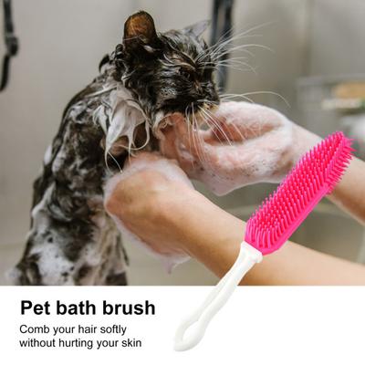 Yousheng Pet Bathing Brush with Long Handle Soft Rubber Bristles Comfortable Grooming Massage Pet Grooming Brush Tool