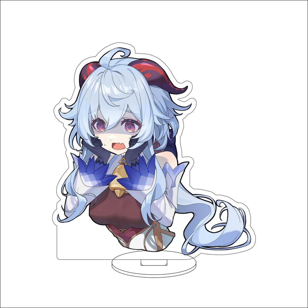 10CM Anime Genshin Impact Figure Stand Model Amamiya Ganyu Cute Desk Decor Standing Sign Gifts