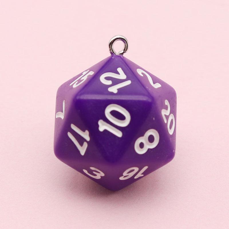 20-Sided Colored Transparent Acrylic Dice Pendant Keychain for DIY Jewelry
