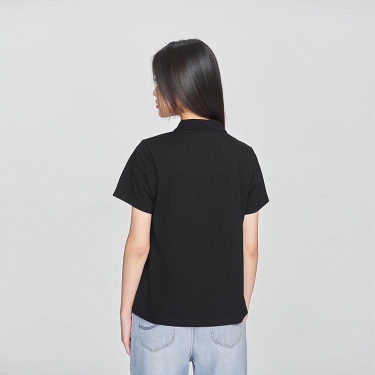 SS25 Standard Embroidered Logo Casual Short Sleeve Polo Shirt Women tops Black LWT009916205143K11000