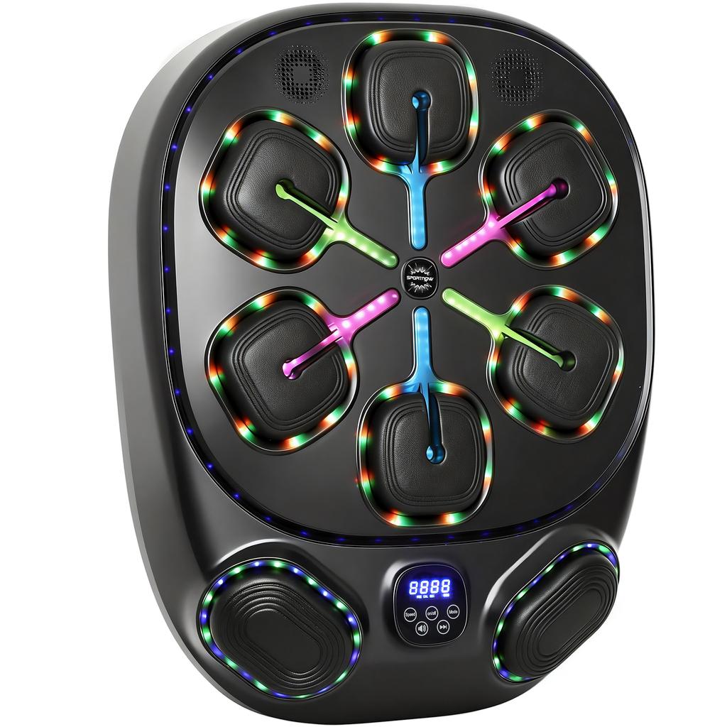 Music Boxing Machine, Electronic LED Boxing Machine with Dual Strike Zones Bluetooth Gloves 9 Speed