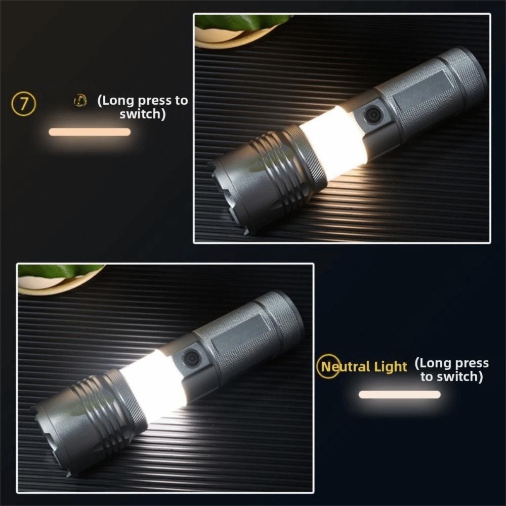Strong Light Aluminum Alloy Flashlight Variable Focus USB Rechargeable Torch Light Portable Waterproof Handheld Spotlight