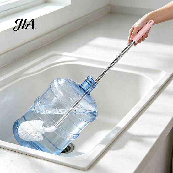 Effortless Cleaning Tool for Mineral Water Barrels Extra Long Stainless Steel Bucket Brush, Flexible High Density Bristle Durable Household Dispenser
