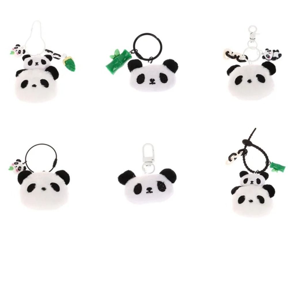 Cartoon Bamboo Tube Panda Keychain Cute Panda Keychain Kawaii Animal Pendant  Hanging Accessory
