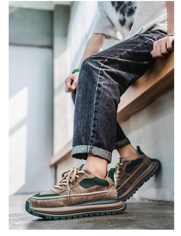 Chaussures de Papa Rétro Colorblock pour Homme: Baskets d'extérieur décontractées de printemps avec semelle épaisse pour gagner de la hauteur