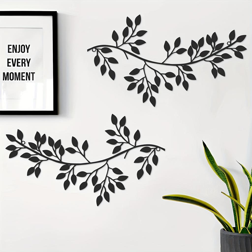 2pcs Metal Wall Decoration Olive Branch Leaves Wall Decoration, Bed Wall Art, Living Room, Outdoor Decoration