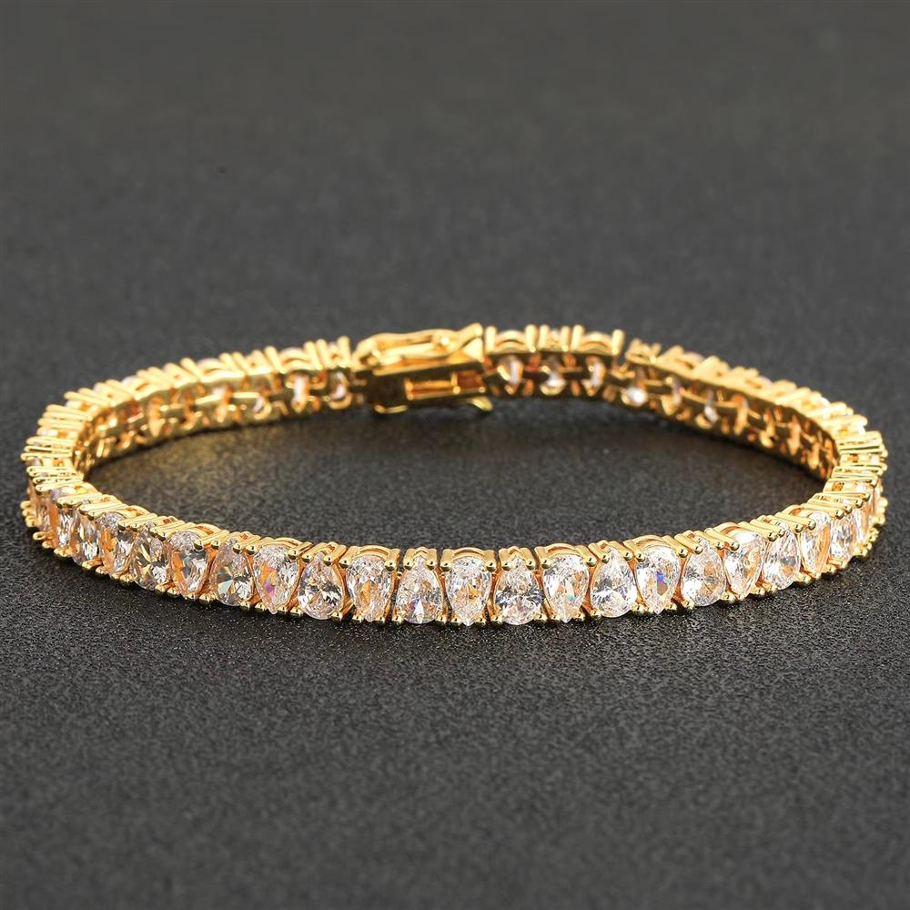 Cat Eye Oval Tennis Bracelet 6mm White Zircon Micro Pave Hip Hop Jewelry Mysterious Gaze Chain for Men Women