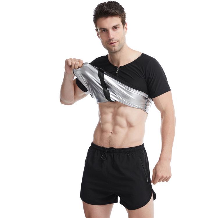 Men's Plus Size Fitness Shapewear Sweat-Inducing Short Sleeve Bodysuit