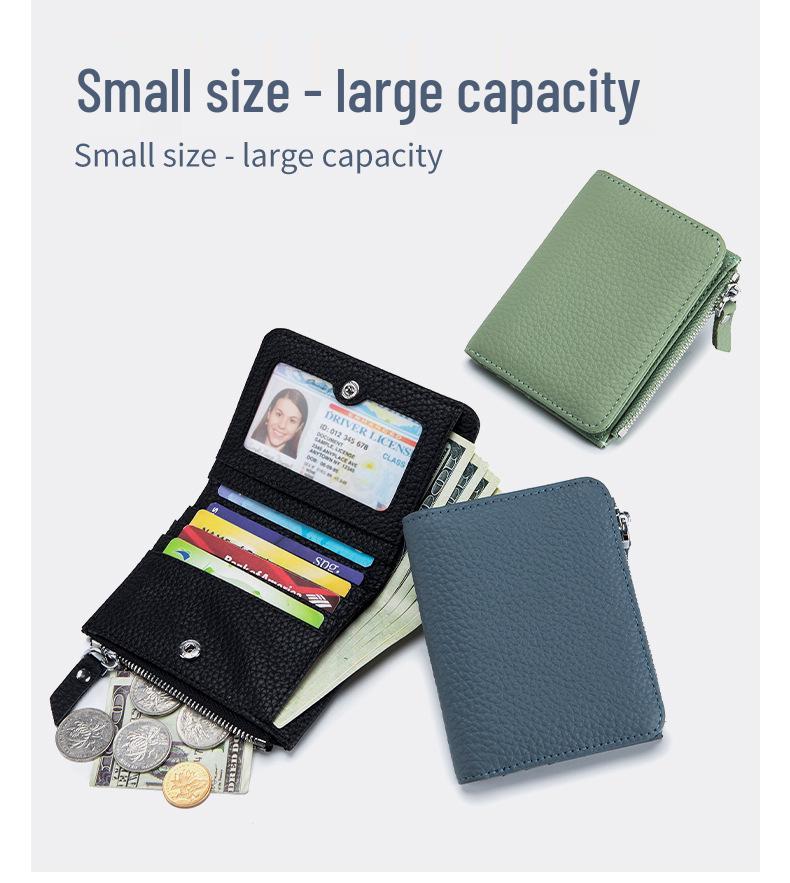 Damen Ultra-dünnes RFID Leder Portemonnaie mit Reißverschluss Münzfach und Kartenhalter