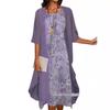 Top-Selling European & American Fashion: Spring & Autumn Casual Printed Chiffon Dress Two-Piece Set