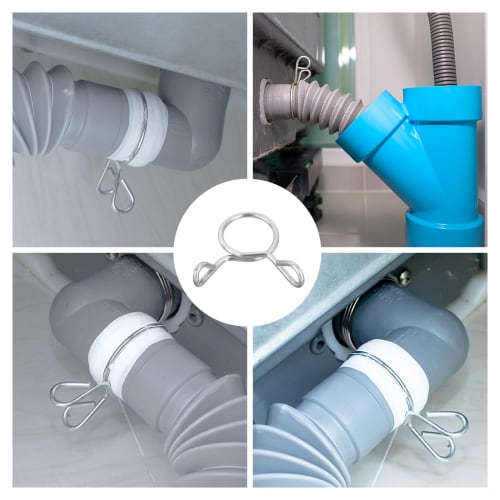 uxcell 25-Piece Hose Clips, 10mm Inner Diameter, Universal Spring Hose Clamps, 304 Stainless Steel, Double Wire, Adjustable, for Secure Fuel Hoses, Wa