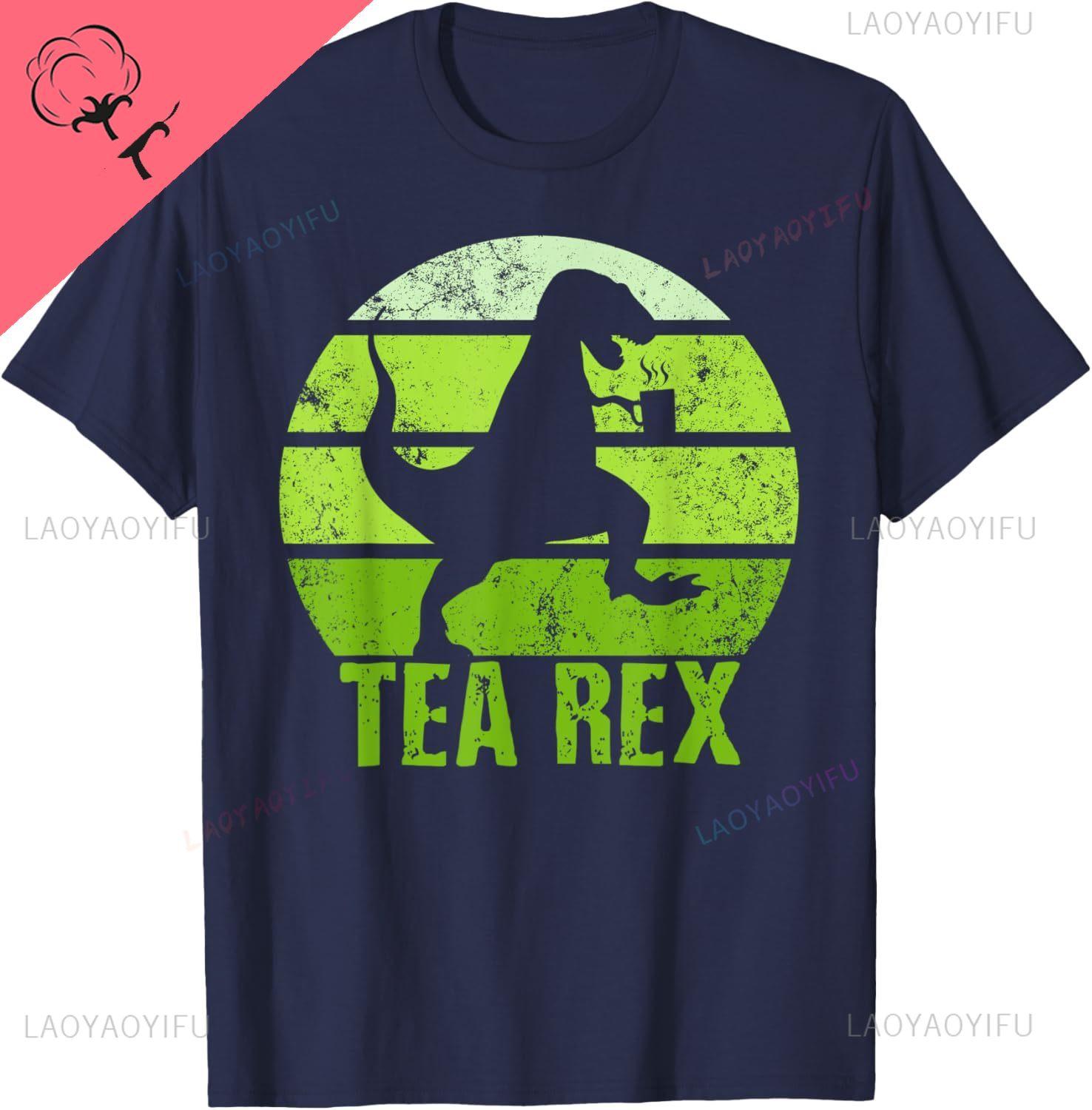 

Tea Rex Shirt Retro Vintage Trex Funny Dinosaurs Tea Party TShirt Breathable and Comfortable Personalized Clothing Cotton Tee 4XL