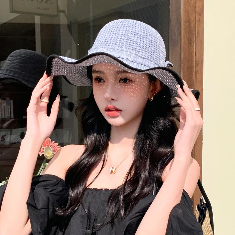 

Новая шляпа женская летняя солнцезащитная шляпа от солнца приморская дорожная пляжная шляпа с оборками и бантом Average size