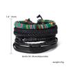 4pcs/set Bohemia Bracelets Bangles For Men Multilayer Woven Leather Vintage Ethnic Jewelry Bracelet