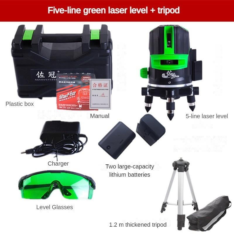 2/3/5 Linien Grünes Licht Laser Wasserwaage Wiederaufladbare Selbstnivellierende Wasserwaage Außenbereich Horizontal Vertikal Kreuz Messwerkzeug 195 * 135mm
