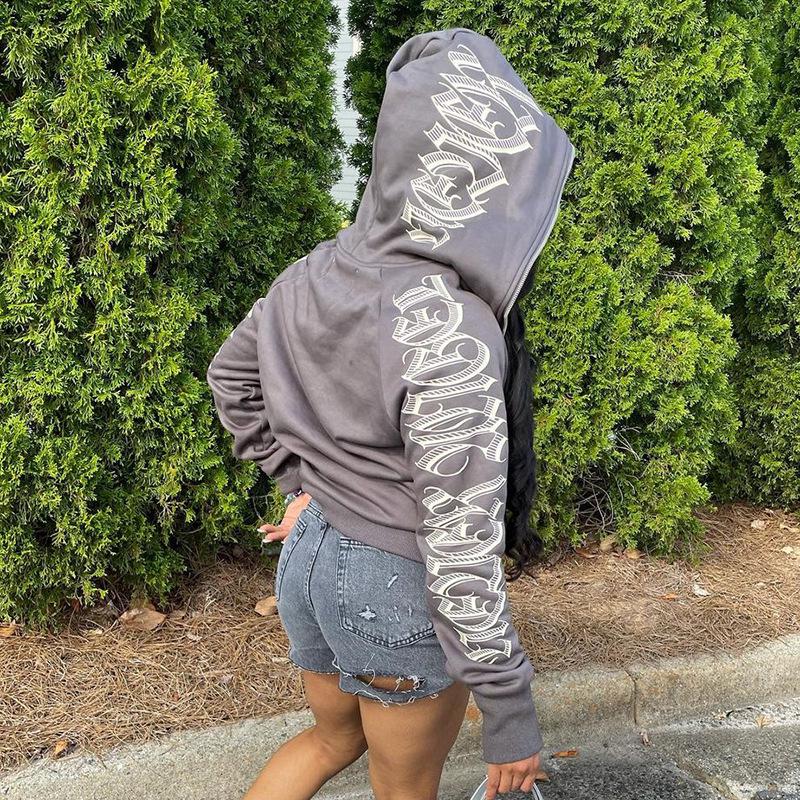 Clearance: Women's Hooded Long-Sleeve Sweatshirt - Halloween Skull Print, Loose Fit. No Returns/Exchanges.