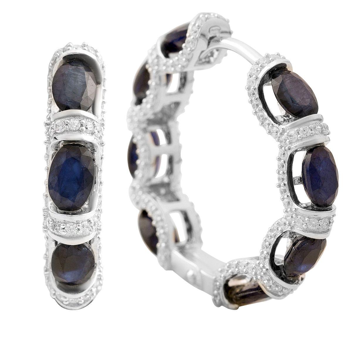 

Silver earrings with natural sapphire 12.763ct, cubic zirconia (2202660) сапфіровий