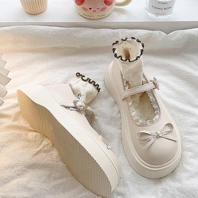 Scarpe Mary Jane da Donna Bocca Bassa Scarpe Singole Stile Giapponese Carine Punta Tonda Scarpe Jk per Donne Piccole Scarpe in Pelle