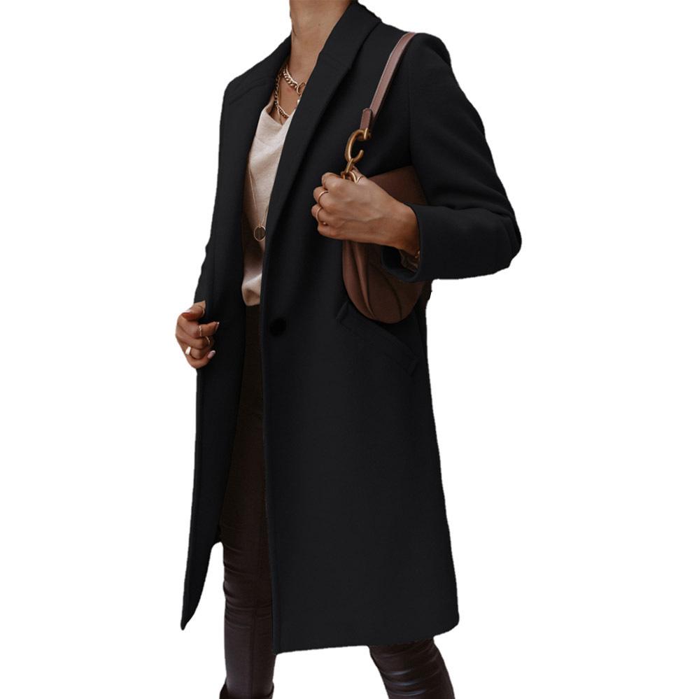2026 Nieuwe Dames Wolmix Trenchcoat, Reverskraag Middellang Knopen aan de Voorkant Overjas voor Herfst Winter Casual Kleding