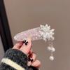 Light Luxury French Crystal Hairpin Women's New Temperament Pearl Tassel Bb Clip Bangs Broken Hair Clip National Style Hairpin