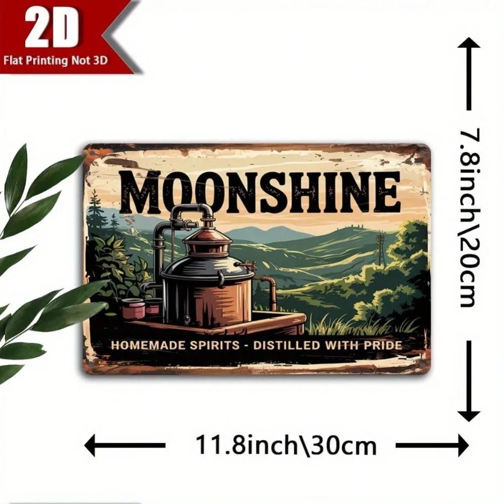 Vintage Metal Moonshine Sign 78x118 Inch Rustic Wall Decor for Home Bar Pub