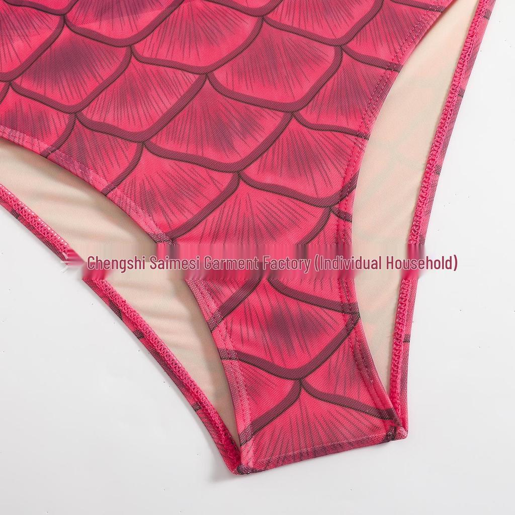 Russian Fish Scale Mesh Long Sleeve Swimsuit