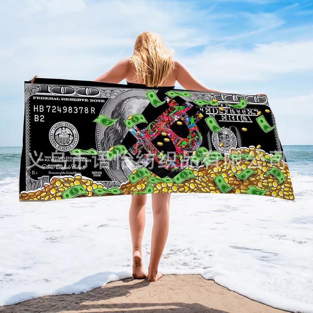 Vintage Dollar Print Beach Towel Beach Quick Drying Bath Towel Microfiber Beach Towel Seaside
