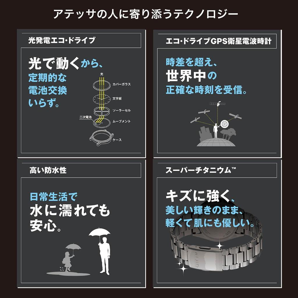 Citizen Attesa Satellite Ceramic Black Titanium Watch, Light-Powered, Eco-Drive, GPS, Radio-Controlled, Waterproof, Black, Bezel, Series, CC4105-69E,