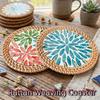 Woven Texture Rattan Weaving Coaster Round Tea Cup Mats Decorative Teapot Mats Coffee Table
