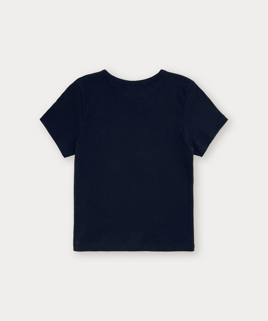 Sseomweeobeoteo Boucle Heart Logo Top - Navy