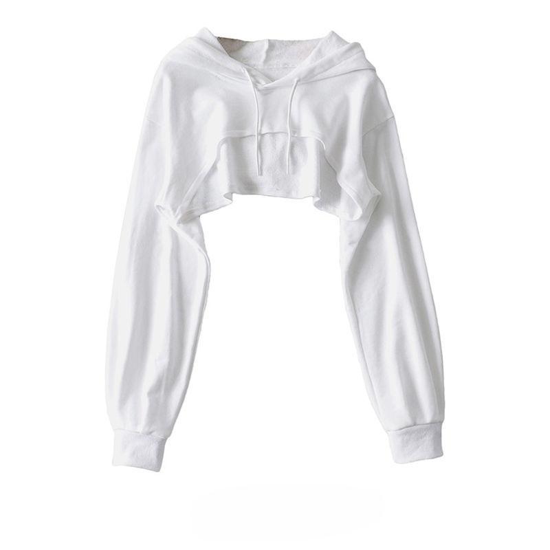 Women Solid Color Hooded Long Sleeve Hoodie Sweatshirt Fashion Ladies Streetwear Slouch Pullover Jumper Tops