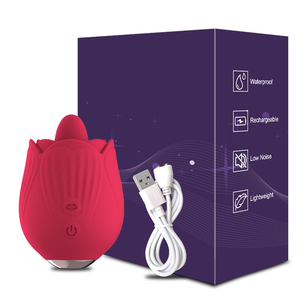 POMFW Leistungsstarkes Rosenvibrator-Spielzeug, weiblicher Klitorisstimulator, Zungen-Oralleck-Masturbator, gutes Nippel-Sexspielzeug für Frauen