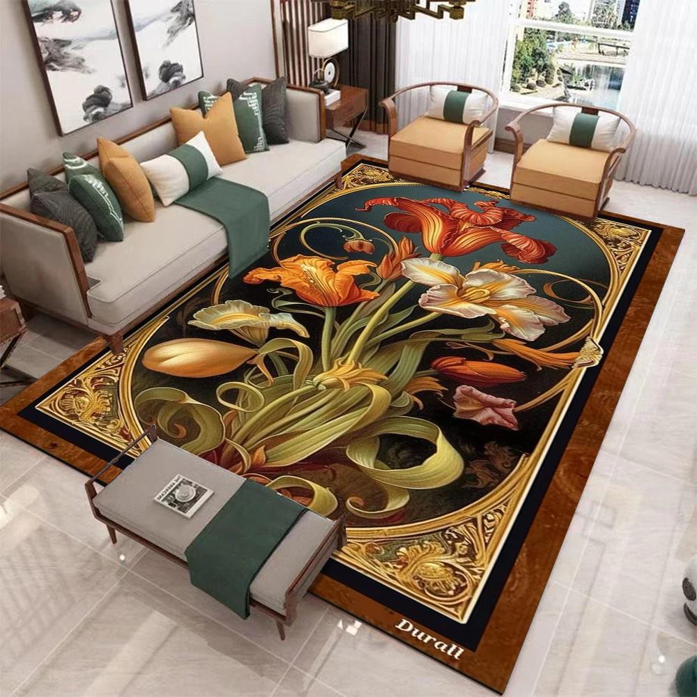 Exquisite Floral Carpets Living Rooms Bedrooms Sofas Balconies Non Slip and Washable Floor Mats Exquisite Home Decor Accessories